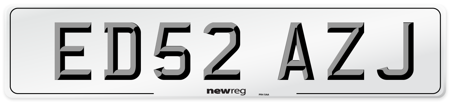 ED52 AZJ Number Plate from New Reg